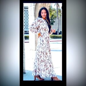 Lucky Brand Boho Maxi Dress W/Long puffy sleeves gives a Western Cowgirl Vibes🤠🍂